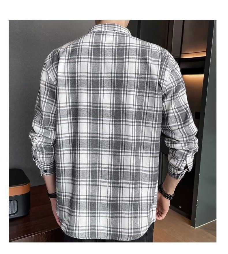 Loose Hong Kong Style Casual Coat Youth Plaid Shirt