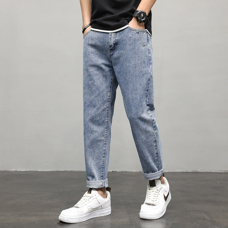 Men's Straight Trend Casual Youth Summer Cropped Pants