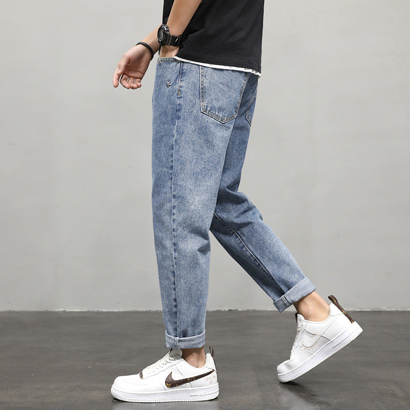 Men's Straight Trend Casual Youth Summer Cropped Pants