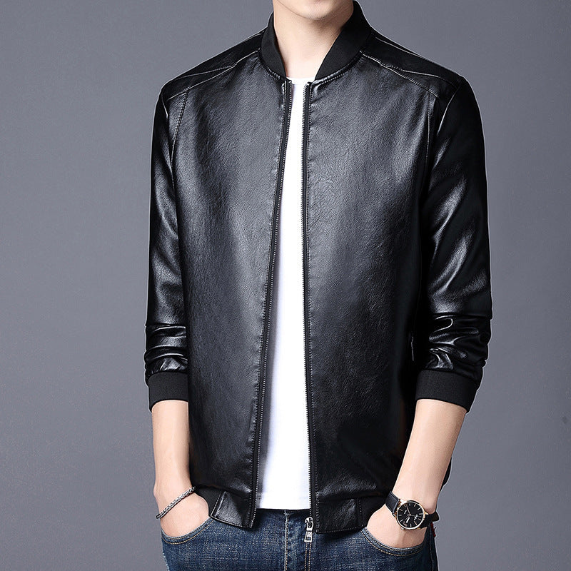 Slim-Fit Handsome Youth Motorcycle Leather Jacket