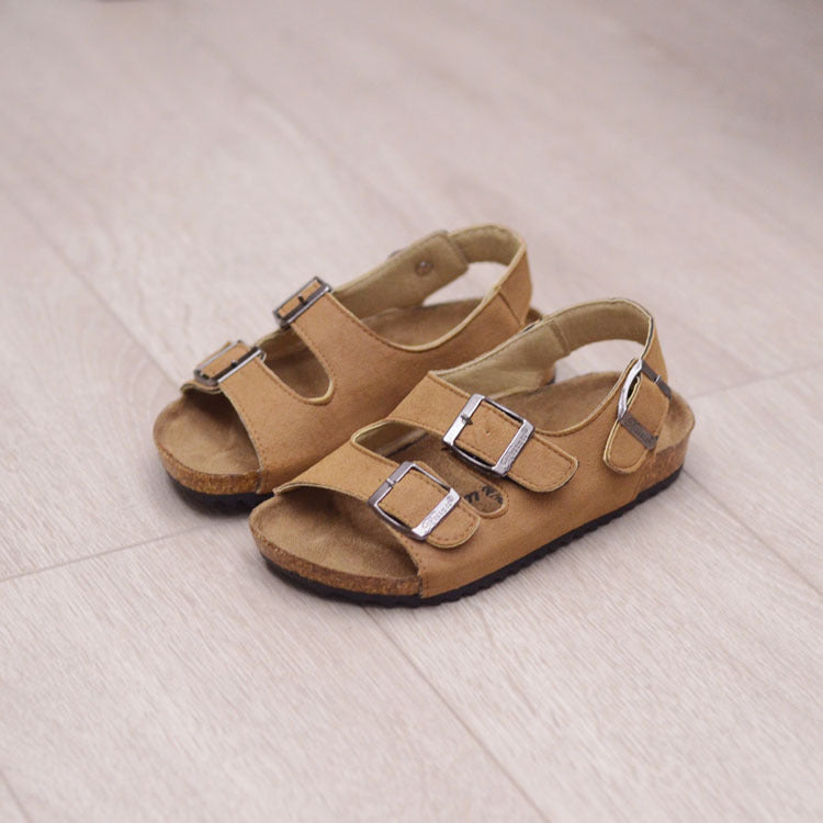 Children's Cork Sandals, One-Word Shoes, Flip-Flops, Beach Double Rings