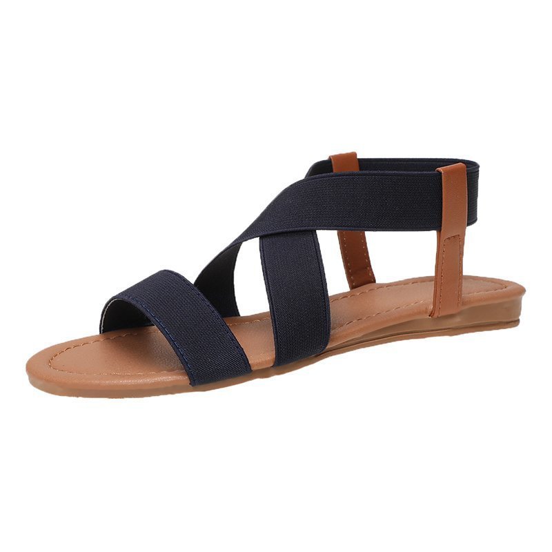 Cross Strap Open Toe Flat Roman Sandals