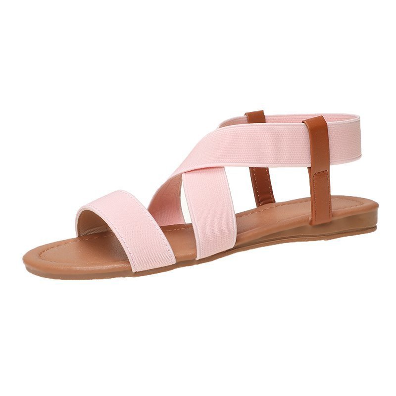 Cross Strap Open Toe Flat Roman Sandals