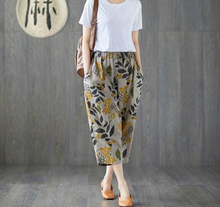 Art Harem Pants Are Thin, All-Match Female Printing Nine Points Cotton And Linen