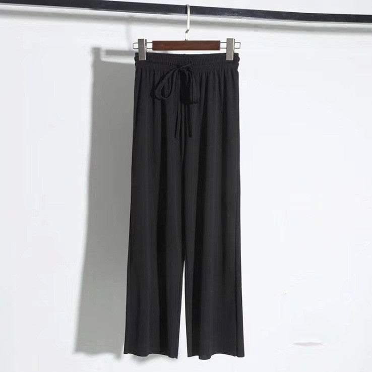 Ice Silk Pendant Wide-Leg Pants Straight-Leg Pants