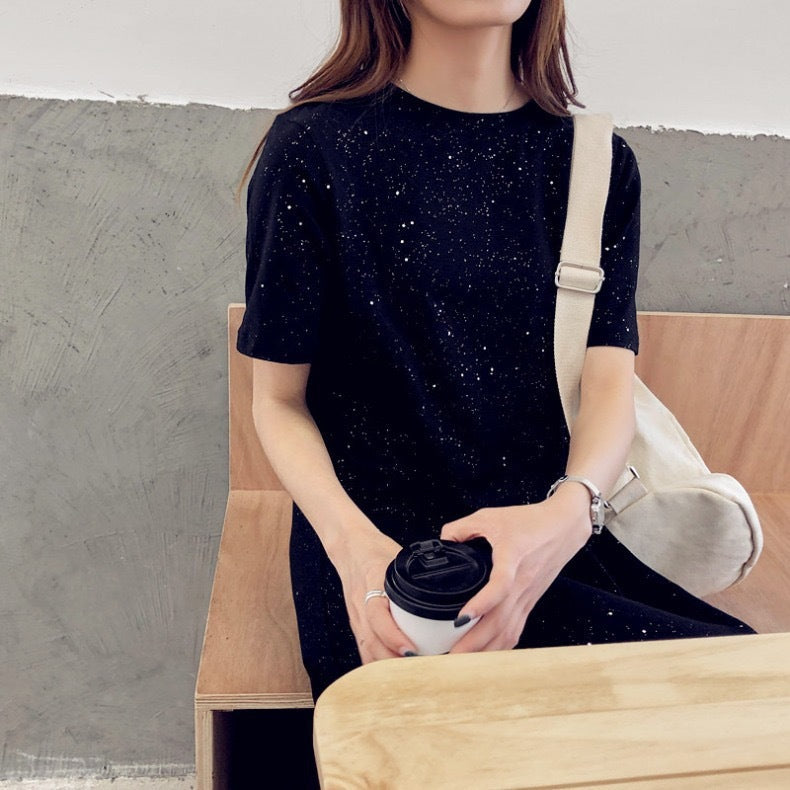 Starry Sky Sparkling Chiffon Dress Little Black Dress