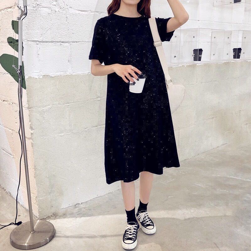 Starry Sky Sparkling Chiffon Dress Little Black Dress