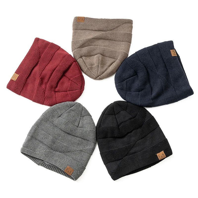 Fleece-lined Pullover Keep Warm Knitted Cloth Label Woolen Cap