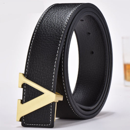 Korean fashion letter leather belt men's belt