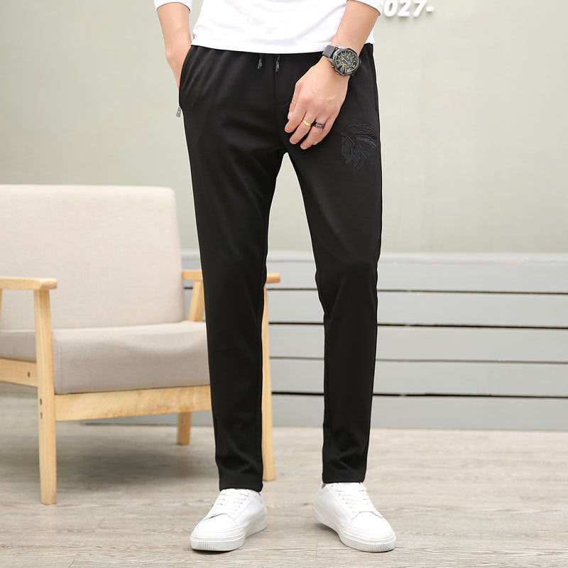 New men's casual pants solid color cropped pants