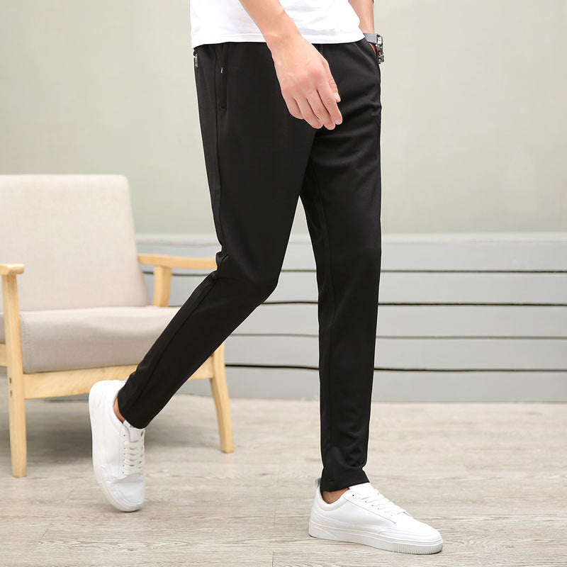 New men's casual pants solid color cropped pants