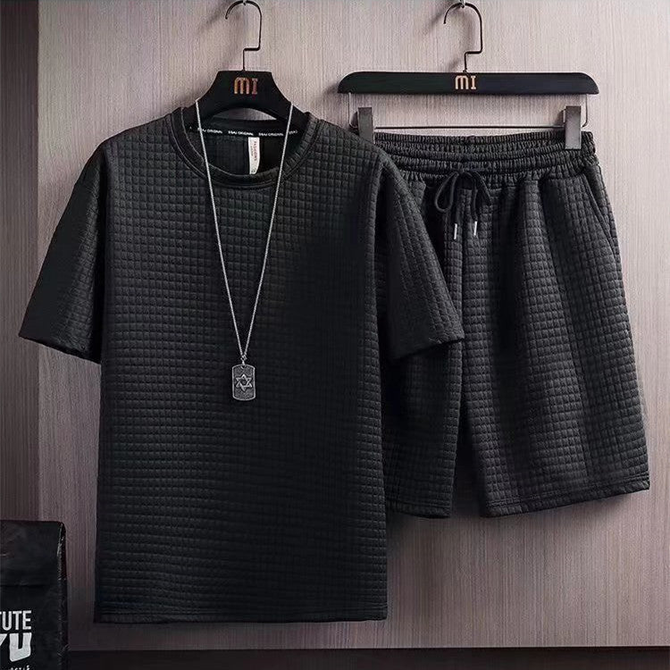 Summer Half Sleeves T-shirt Shorts New Two-piece Suit Casual Simple Men's Clothing