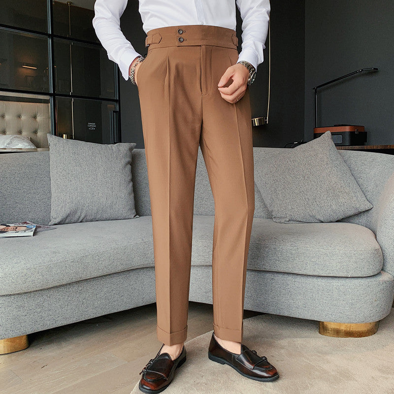 Men's Trousers New Slim Solid Color Small Trousers Straight