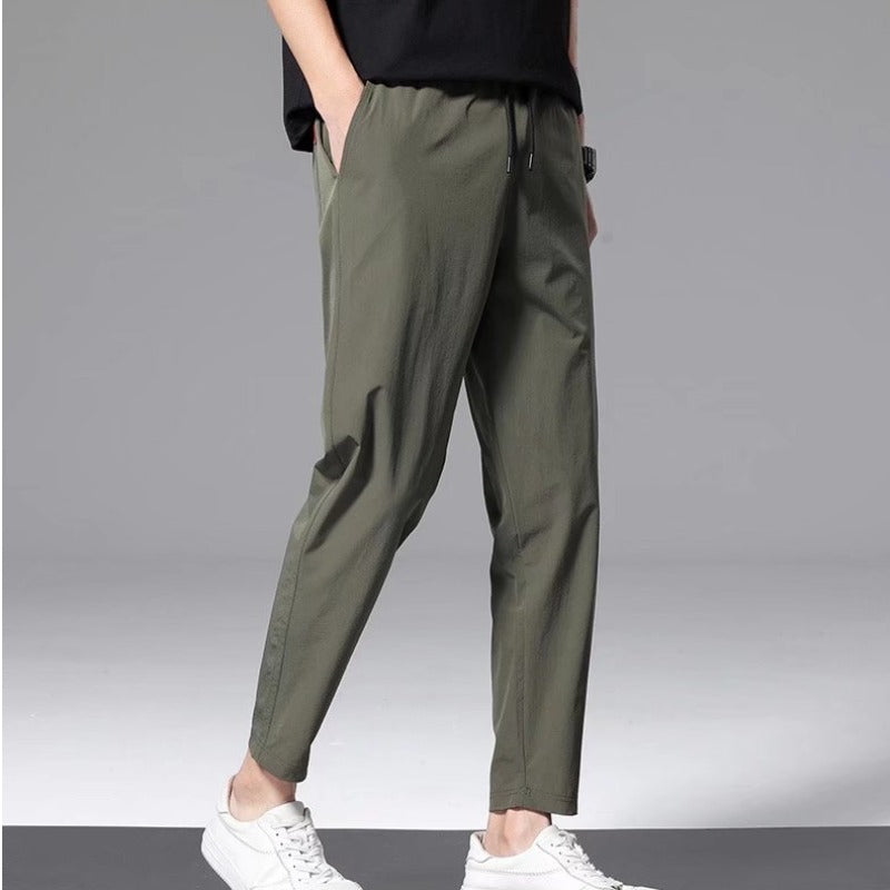 Thin Ice Silk Nine Part Casual Pants For Men's Loose Sweatpants