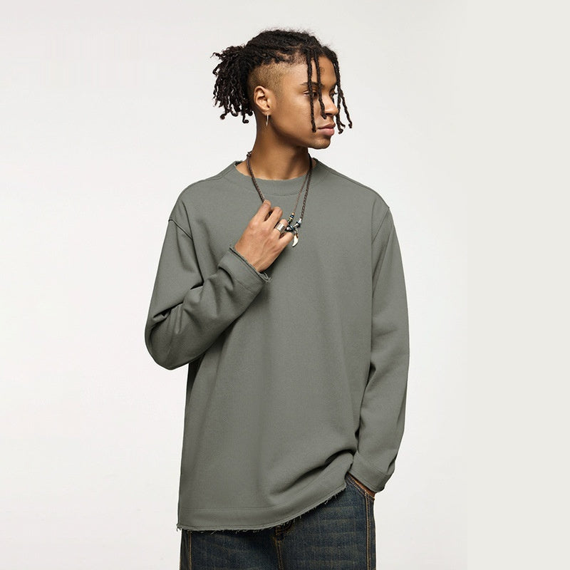 Men's Frayed Half Thread Collar Sweater Loose Top