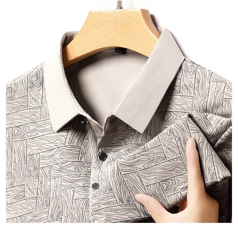 Men's Ice Silk Cool Printing Stylish Versatile Casual Short Sleeve