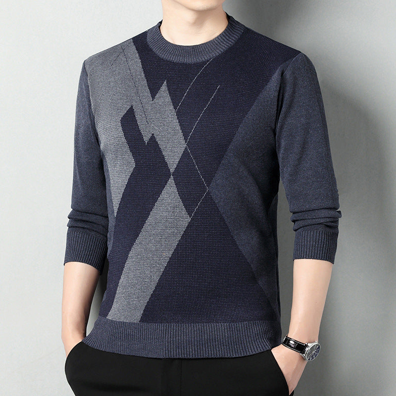 Men's Loose Multicolor Round Neck Warm Sweater