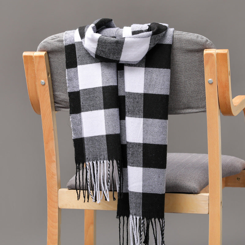 British Plaid Imitation Cashmere Tassels Couple Parent-child Men's Scarf