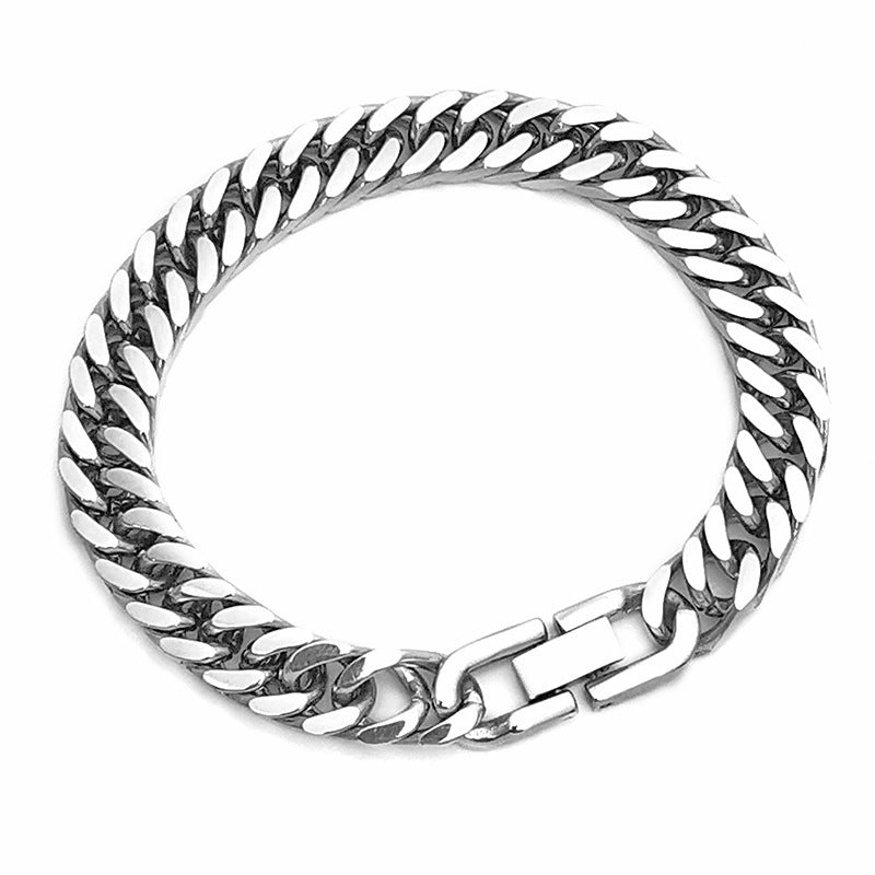 Vintage Men's Bracelet Simple High Quality Versatile Personality Cuban Bracelet Men's European Hip Hop Titanium Steel Bracelet