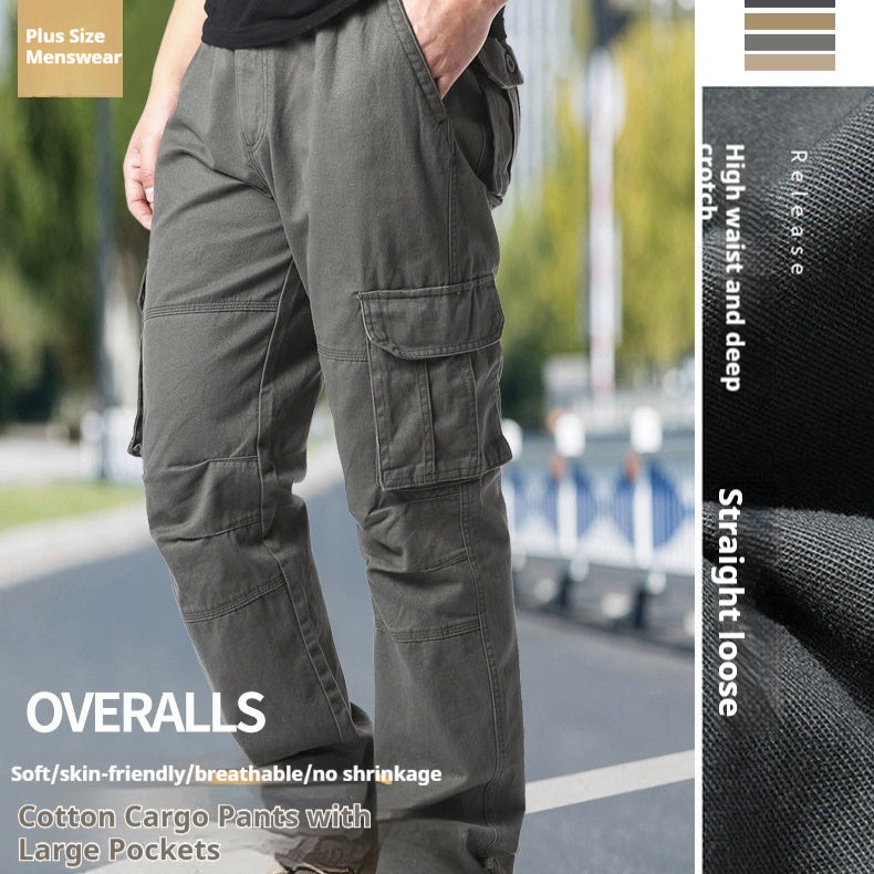 Cotton Multi-pocket Cargo Pants Men's Loose Wear-resistant Loose Outdoor Leisure