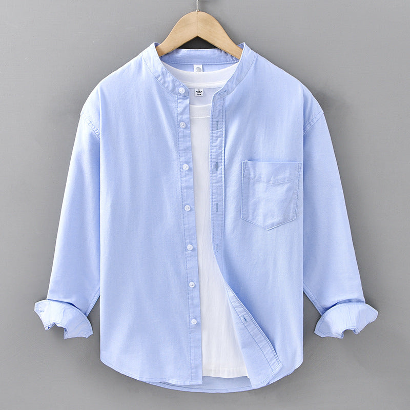 Oxford Cloth Shirt Men's Washed Cotton Loose Long Sleeve