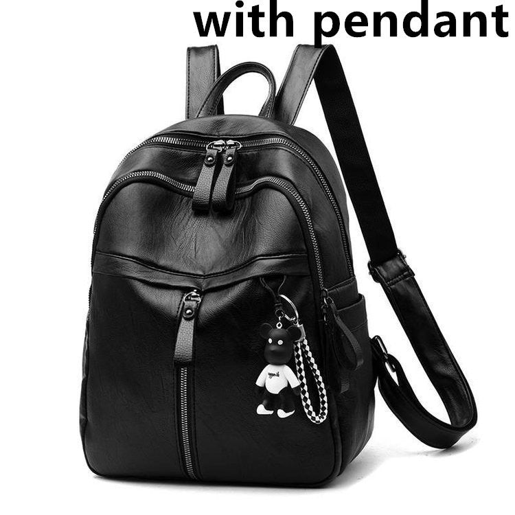 Backpack Pu Leather Soft Surface Large Capacity Student School Bag Travel Backpack