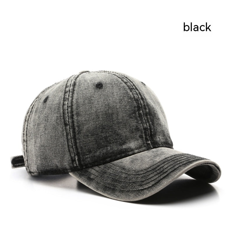 Personality Street Washed Denim Solid Color Light Board Baseball Cap