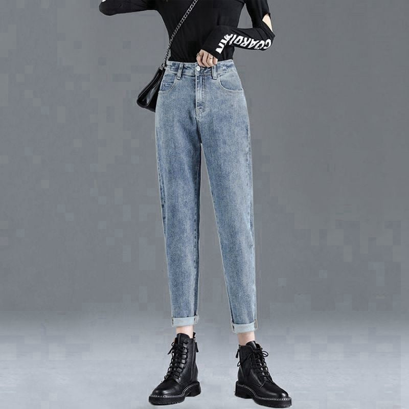 Women's Fashion Simple High Waist Cropped Jeans