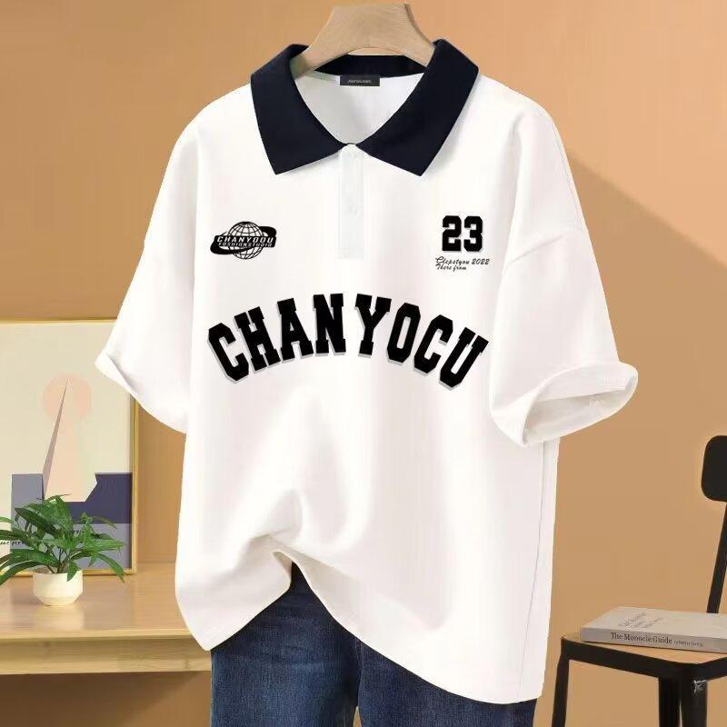 Hong Kong Style Polo Collar College Style Short Sleeve T-shirt