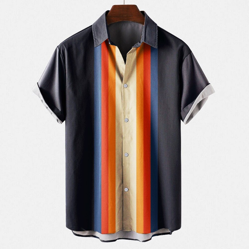 Printed Trend Loose Short-sleeved Shirt Men's Top