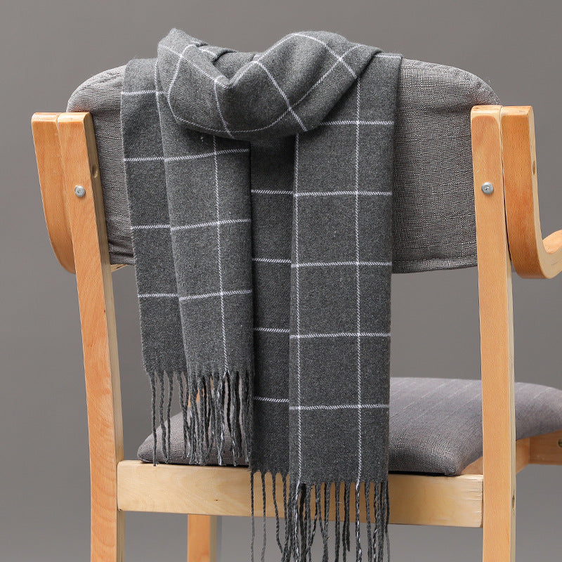 British Plaid Imitation Cashmere Tassels Couple Parent-child Men's Scarf