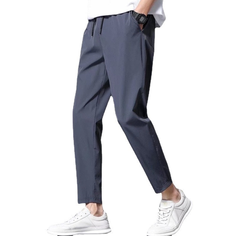 Thin Ice Silk Nine Part Casual Pants For Men's Loose Sweatpants