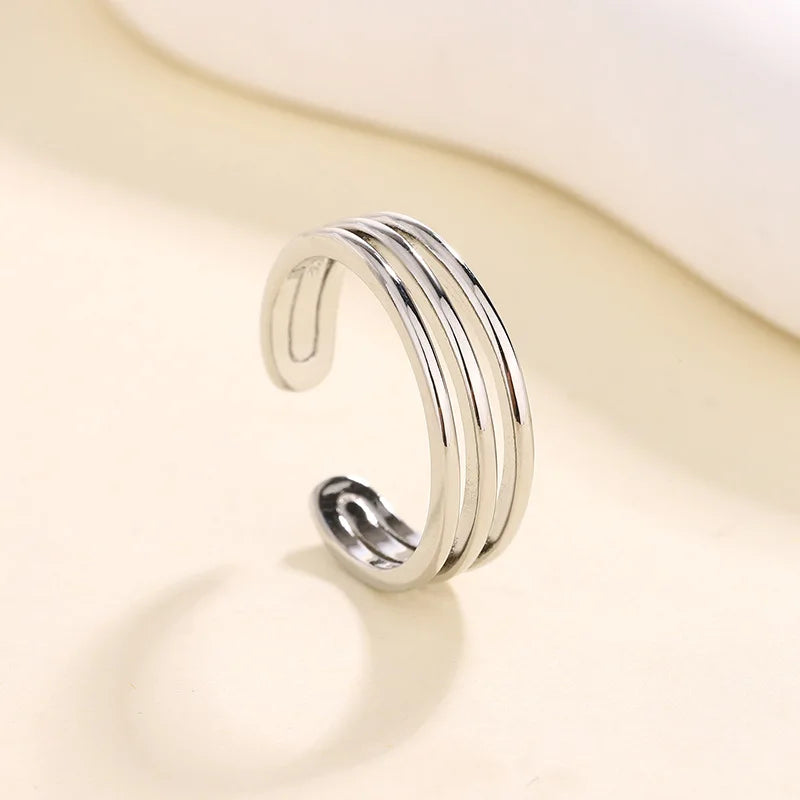 PANJBJ 925 Sterling Silver Wide Smooth Ring for Women Girl Irregular Simple Fashion Adjustable Jewelry Gift Dropshipping