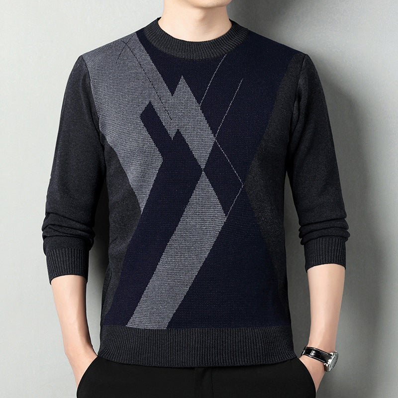 Men's Loose Multicolor Round Neck Warm Sweater