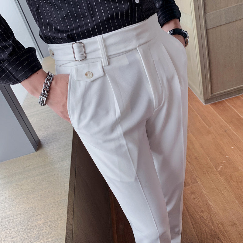 Men's Trousers New Slim Solid Color Small Trousers Straight