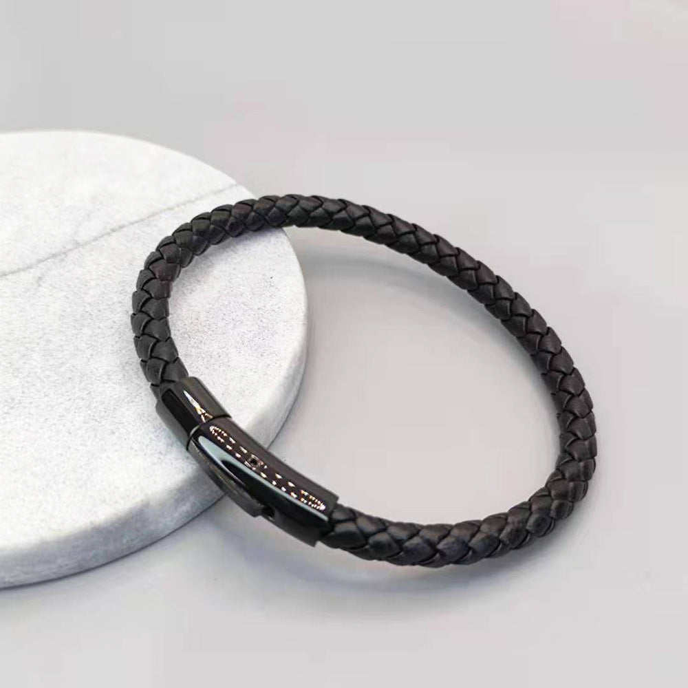 Titanium Steel Leather Braided Bracelets