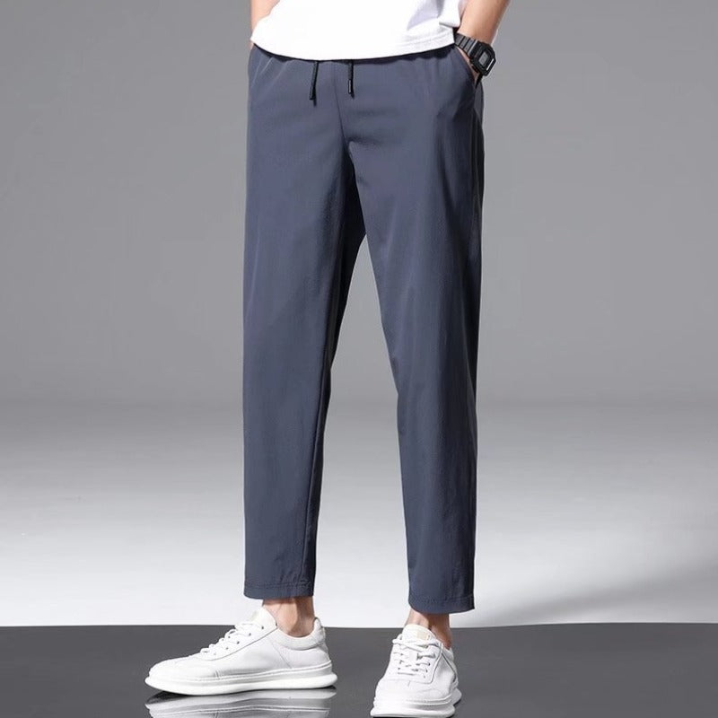 Thin Ice Silk Nine Part Casual Pants For Men's Loose Sweatpants