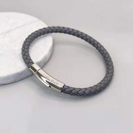 Titanium Steel Leather Braided Bracelets